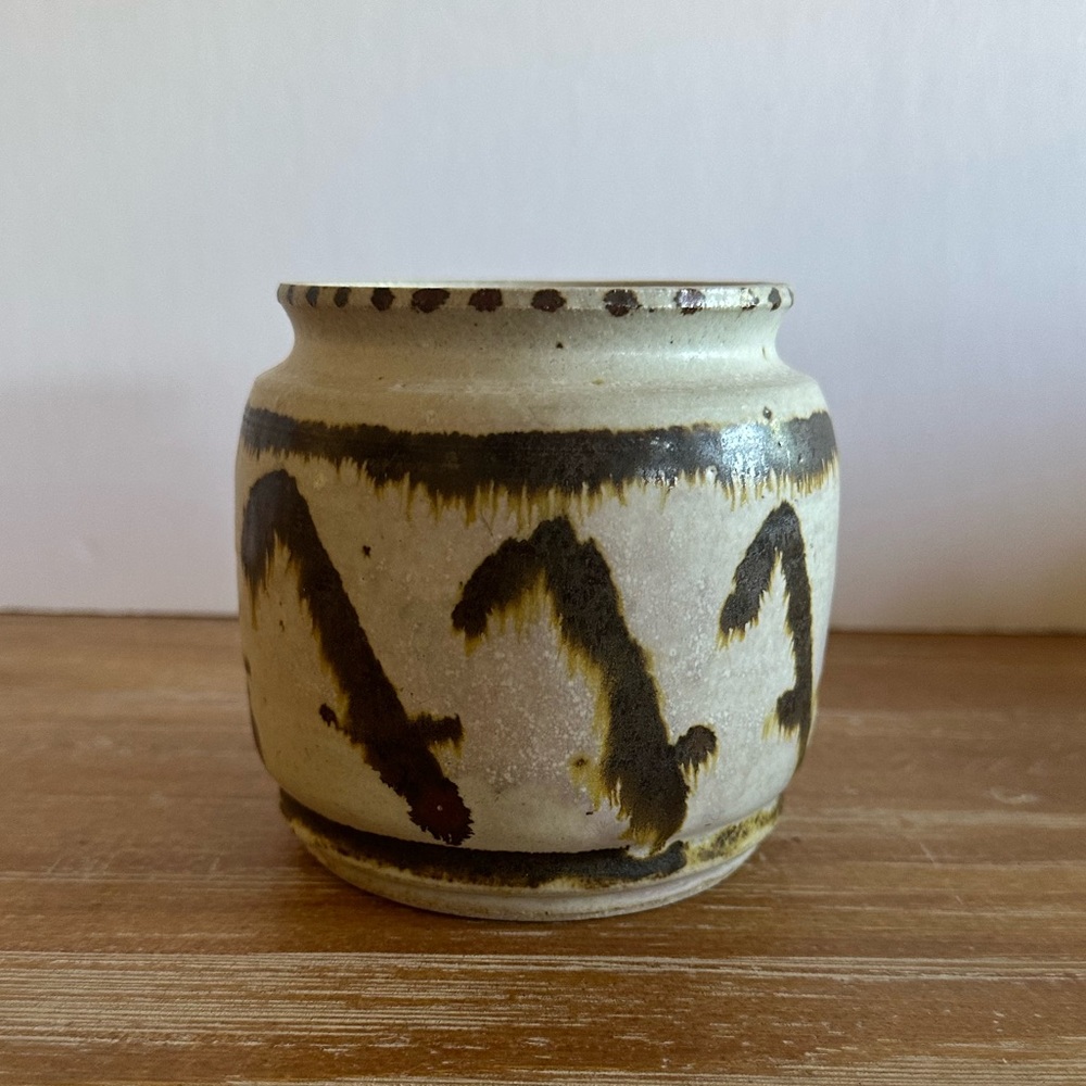 Vintage Signed Studio Pottery in Brown and Ivory